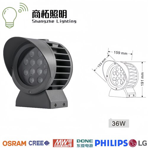 厂家直销9W18W36W48W60W72W100W户外防水led圆形单向壁灯单头壁灯