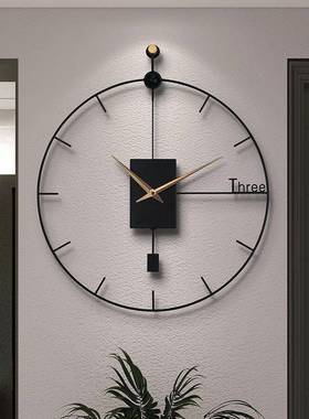 客挂钟厅免打孔家用简新约创意挂表时厅尚餐钟表73218大气款2025
