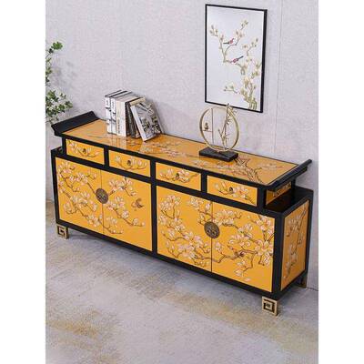 新中式轻227奢饰入户玄关柜实木客厅隔断柜柜门靠墙网进红装餐边