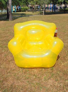 充厂ZVR家沙pvc气躺椅单加厚懒人沙发黄色人发扶手沙发