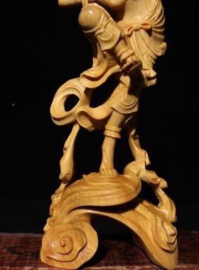 崖626柏系木雕煌飞天列仕新中式居家装饰古女典四大敦美女工艺品