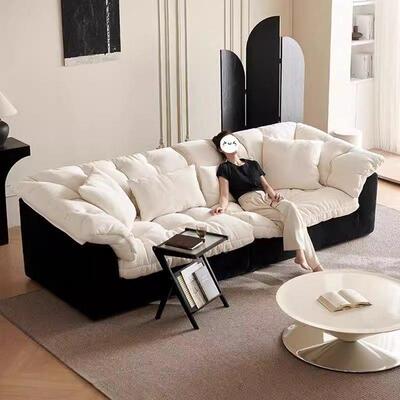 山花布家艺沙客厅用懒人沙发新款HRZ意式奶发油风茶直排双人沙发