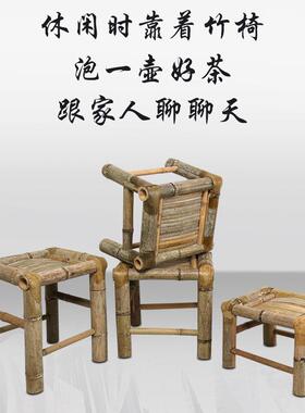 竹VQI编凳子统老式手古工编织板凳典传四方竹凳竹天然竹制小sω