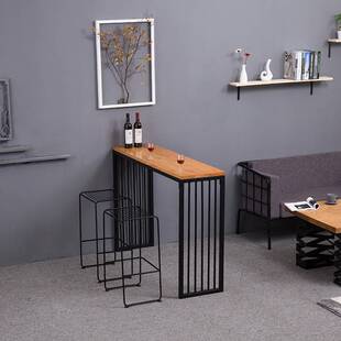 简约实木家庭吧台餐桌客厅隔断家用吧台桌厨房美式靠墙酒吧高脚桌