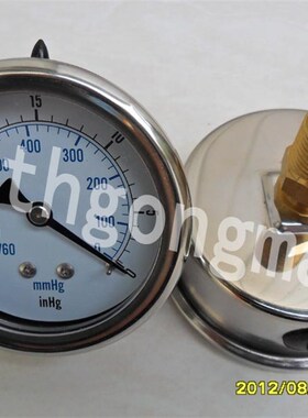压力表,气压表,真空表,水压表YN-63Z -760mmHg-0/-30inHg-0