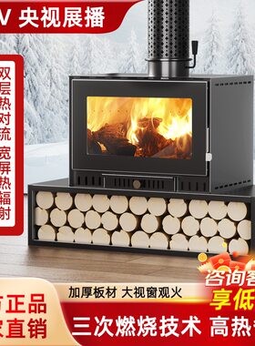 新型壁炉真火木柴冬天取暖家用取暖炉燃木柴火民宿别墅农村取暖器