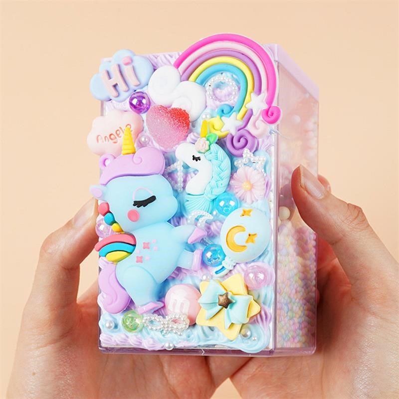 奕丽儿童手工奶油胶笔筒diy材料包梦幻少女星空笔筒学生桌面摆件