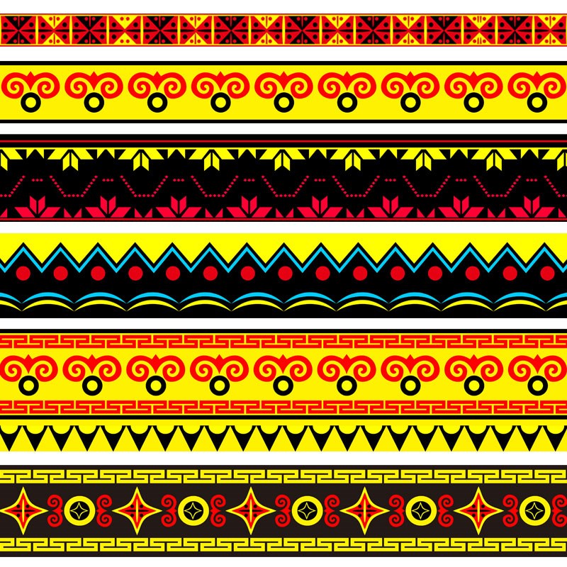 彝族梁纹柱古建筑墙布彩绘墙纸房梁饭店酒楼民宿壁纸吊顶背景壁画