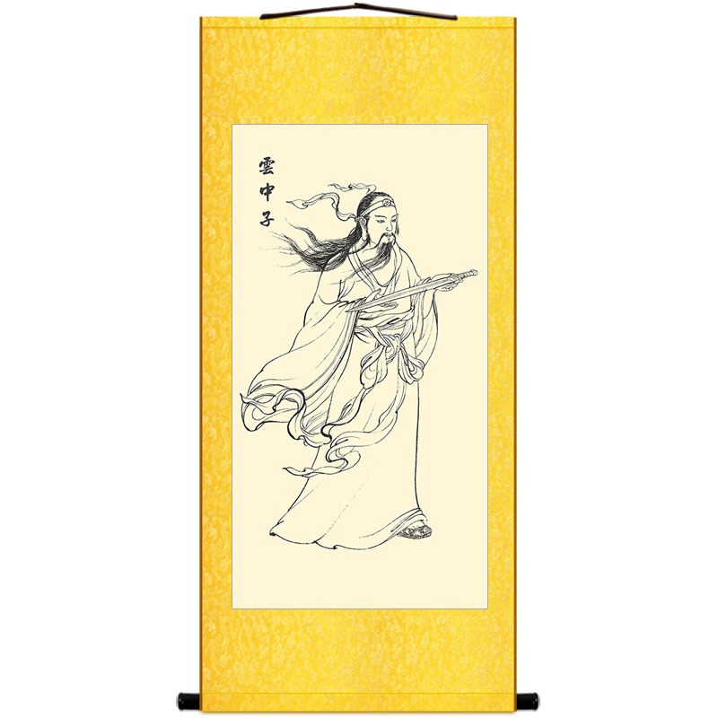 云中子人物画像 广成子复古装饰画 神话神仙绢布卷轴挂画定制订做