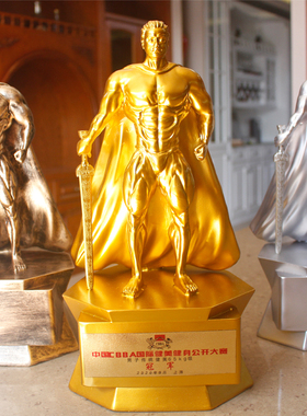 定制奖杯健美健体比赛小金人物摆件肌肉男创意刻字树脂荣誉颁奖牌