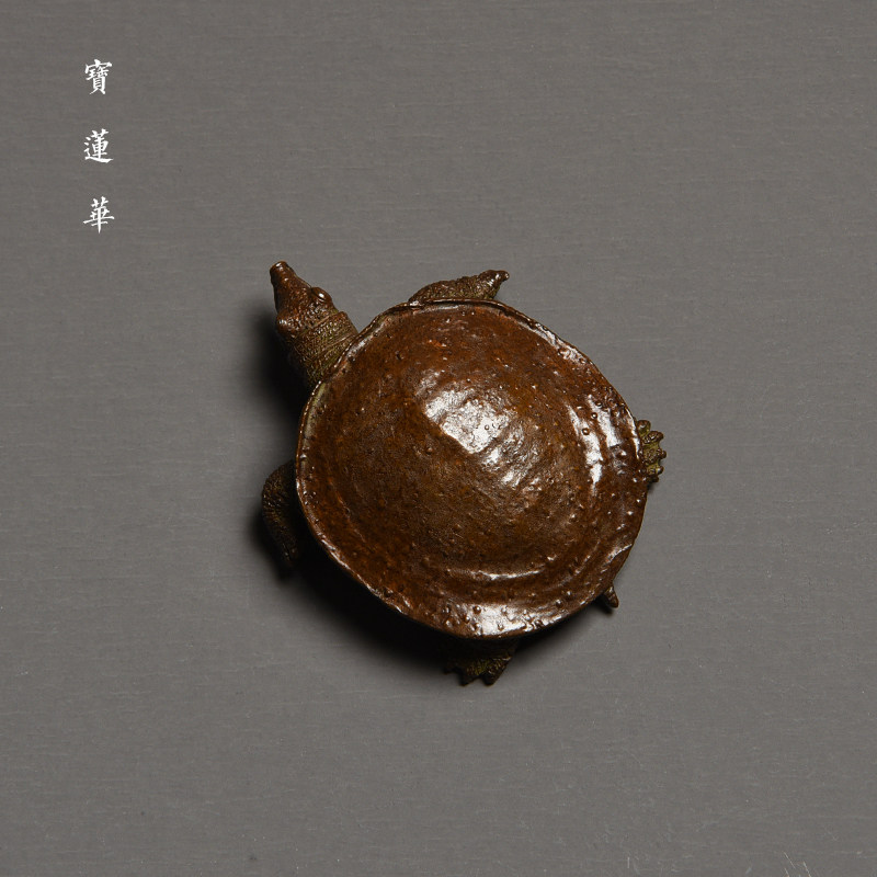 富甲一方铜雕甲鱼 铜龟鳖王八吉祥物茶宠茶玩摆件 文玩清供铜镇纸