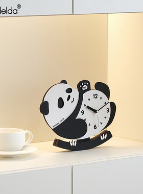 Mandelda客厅玄关桌面装饰摆件电视柜熊猫时钟家居饰品钟表摆放式
