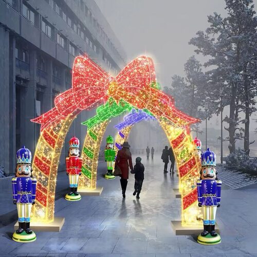 2025圣诞节大型圣诞花环灯光造型商场景区亮化圣诞节氛围装饰拱门