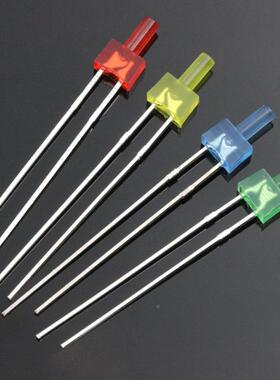 光发二2极管MM高XYU平头带色E长脚led灯珠红蓝黄光普绿色直插LD灯