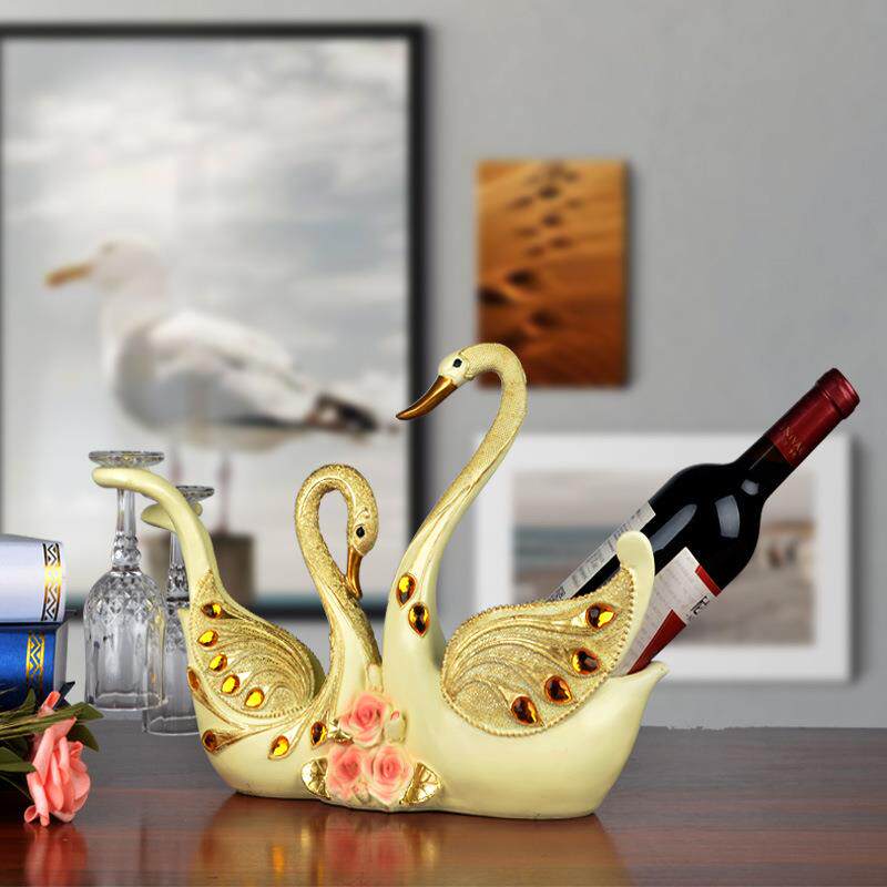 欧式酒创意天鹅红酒架件摆家居客厅OTP柜装饰品板房摆设树样脂工