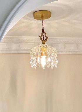 全复古轻奢铜水晶小吊灯室卧过道玄58031关床头阳台廊衣帽间法走