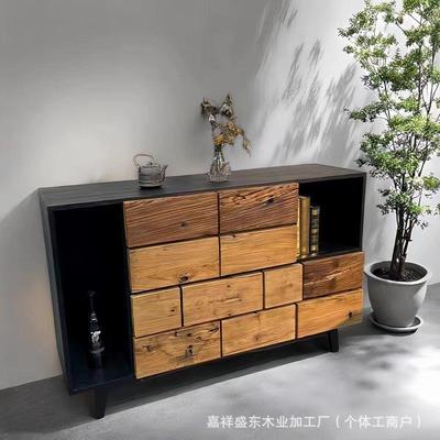 实PCU木餐边柜玄关靠墙民宿酒店储物柜屉收纳斗柜抽老榆柜木式子