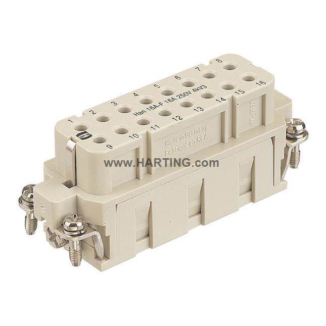 hAarting重载连接器16芯母芯09哈201631316010HAN16-F冷压式丁