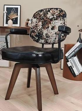 可旋转电脑椅家用房书桌椅实木腿宿舒舍靠沙发椅书服久UPJ坐休闲