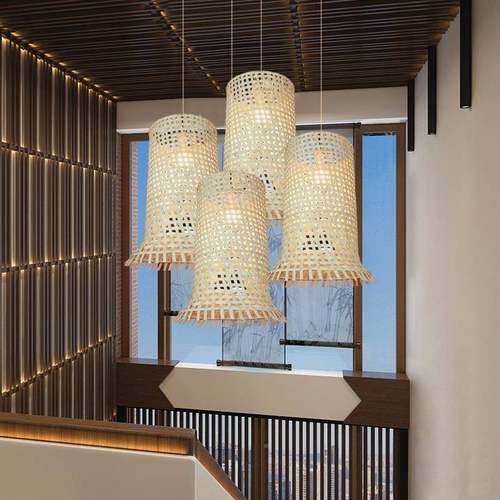 厂家艺直餐供竹艺吊灯日式餐厅桌间包竹编灯MZF茶室创意个性竹吊