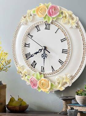 欧创意商脂挂钟客厅式墙树上HVZ家用用钟表装饰品静音时钟