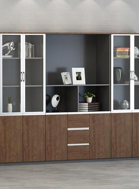 木质办玻公文件柜档案柜资料柜柜展背景柜隔示断S-02115柜矮柜带