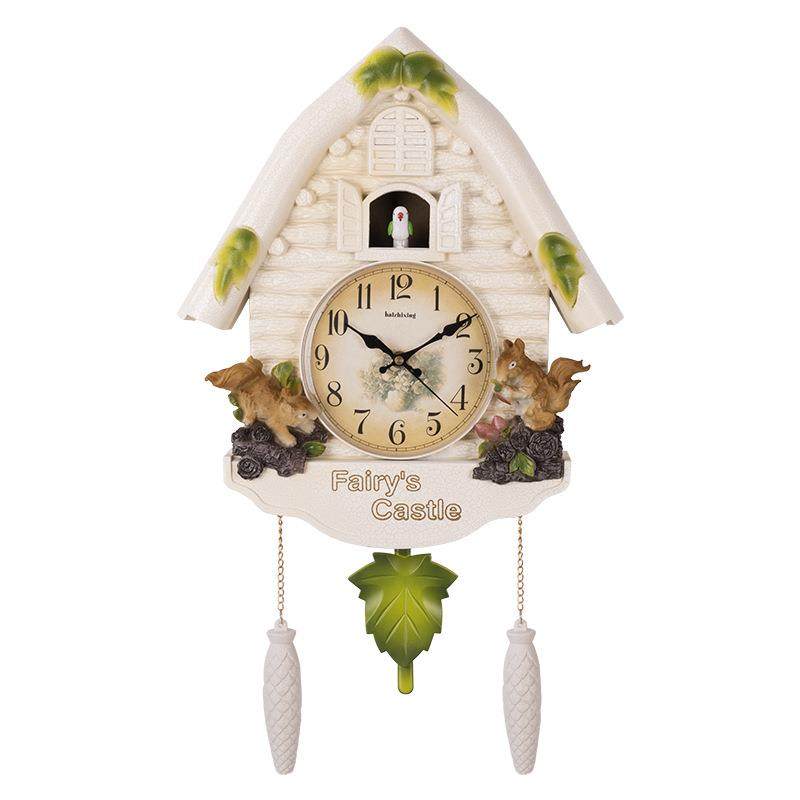 创意田园风布谷鸟挂钟客厅时尚挂墙钟精美家用装饰整点报时咕咕钟