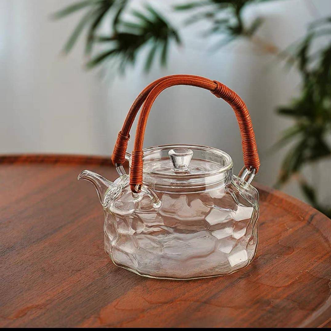 水立方玻璃壶手工藤编提手耐高温花茶壶提梁壶煮茶壶煮水果壶
