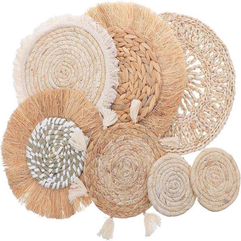 草编壁饰波西米亚风格圆形装饰壁挂卧室餐厅墙壁装饰墙饰挂饰民宿,电子元器件市场,其它元器件,淘宝优惠券,粉丝福利购,淘宝优惠卷