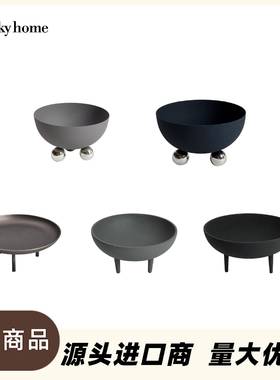 迪斯凯现代15334+15约金简属居感磨三饰角果盘家装桌面摆件