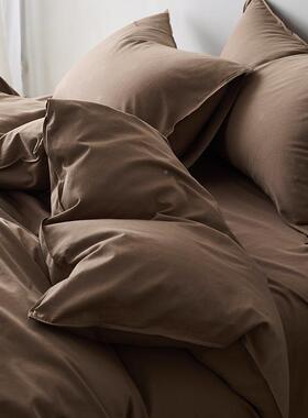 轻奢绒高支长棉四棉件套UXQ纯单云柔简约纯色全棉刺绣被套床床上