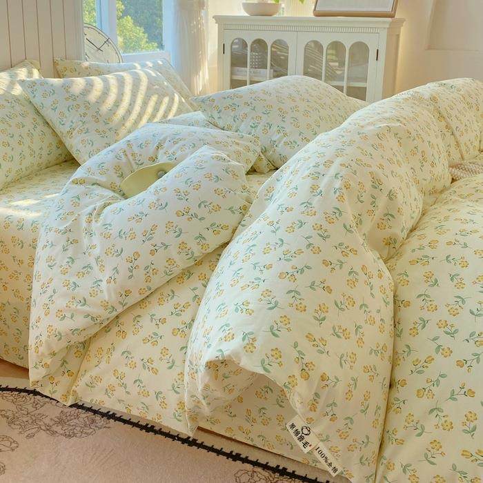 碎三花小清新加厚全棉件套纯棉件床套宿舍四单被套100棉UFI床上用