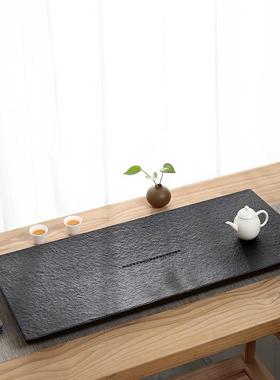 天然乌金石茶盘整块家用石办公火海烧材盘2025托新款茶带排水ZHS