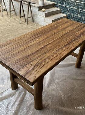 老榆木茶茶桌实木餐复YKJ古长桌木办公简约书桌桌原吧台民宿台老