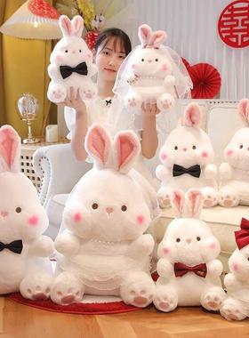 新婚压上床结婚娃娃一对送新萌人喜娃抱枕婚公ILB仔房床摆件