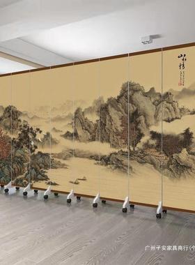 中式屏风古隔动断客厅遮挡卧OLF室画玄关可移折叠墙办公室山水仿