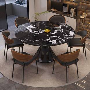 家用圆桌大理石圆形小户型可方可圆高端意式天然微晶石可伸缩餐桌