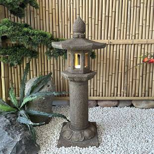 太阳能庭院外石笼中式日式仿古别墅户灯石雕灯青石造石灯景石灯摆