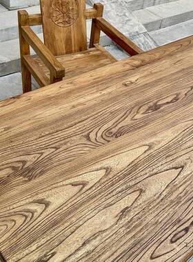 老榆木子原木茶桌书桌板餐桌复古长桌桌用UXK阳台吧台桌电家脑桌