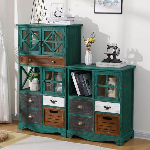 美式复斗柜实木五斗客厅玄关储AHJ物柜阳古台收纳橱柜子室靠卧墙