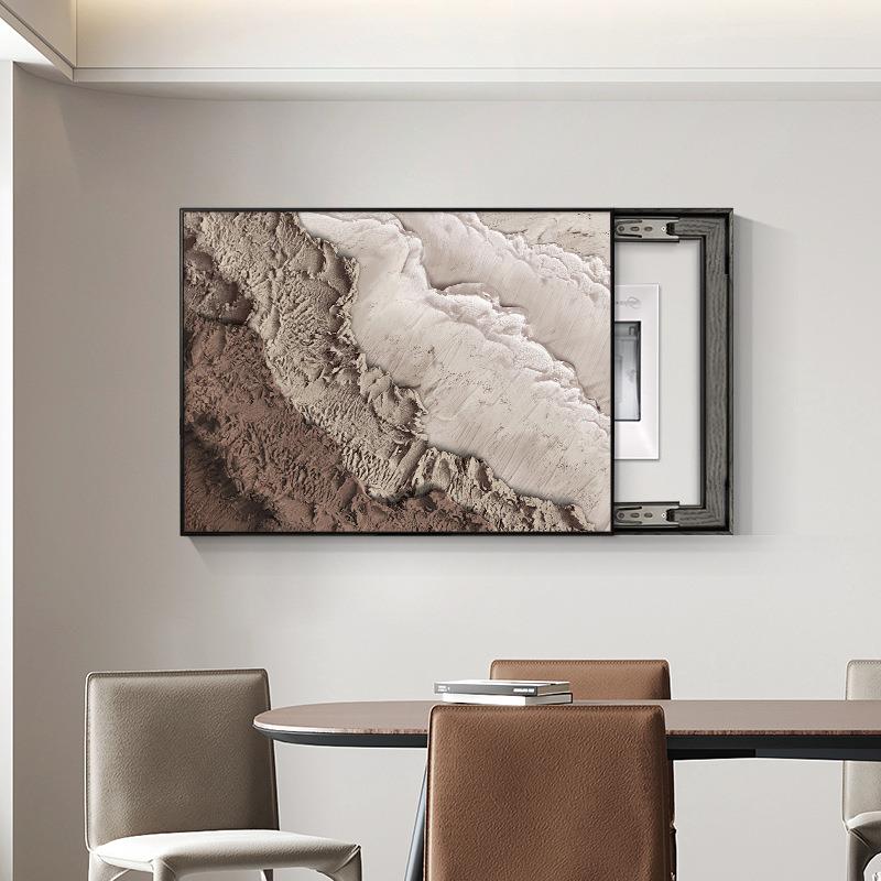 免电表箱装饰画抽画象海箱浪餐厅配电遮DAE挡挂肌理感电表盒打孔