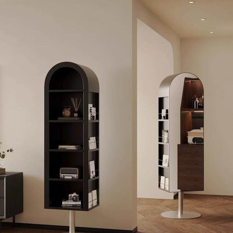 全身镜旋转衣镜HUD落地书架家用穿志衣架卧室试镜子收纳置物杂镜