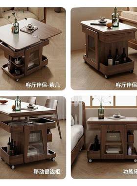 可移动降茶TIL几简约小户型代简约折叠现客厅沙发升用家推车实木