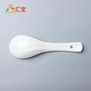 包邮汤勺整箱勺14cm陶瓷纯白饭勺800支镁质黄三弯勺出口陶瓷勺