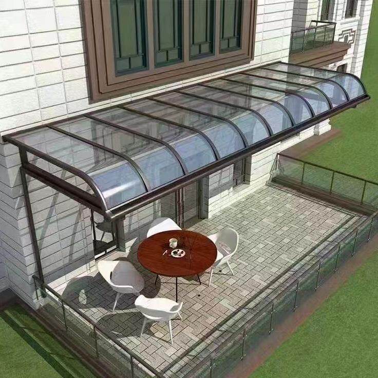 铝合金耐力板雨棚遮阳棚弧形阳光房停车棚窗台棚屋檐遮雨棚