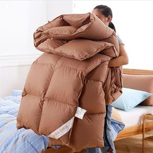纯色羽绒被95白鹅绒被子90鸭绒被加厚全棉被芯单双人保暖秋冬棉被