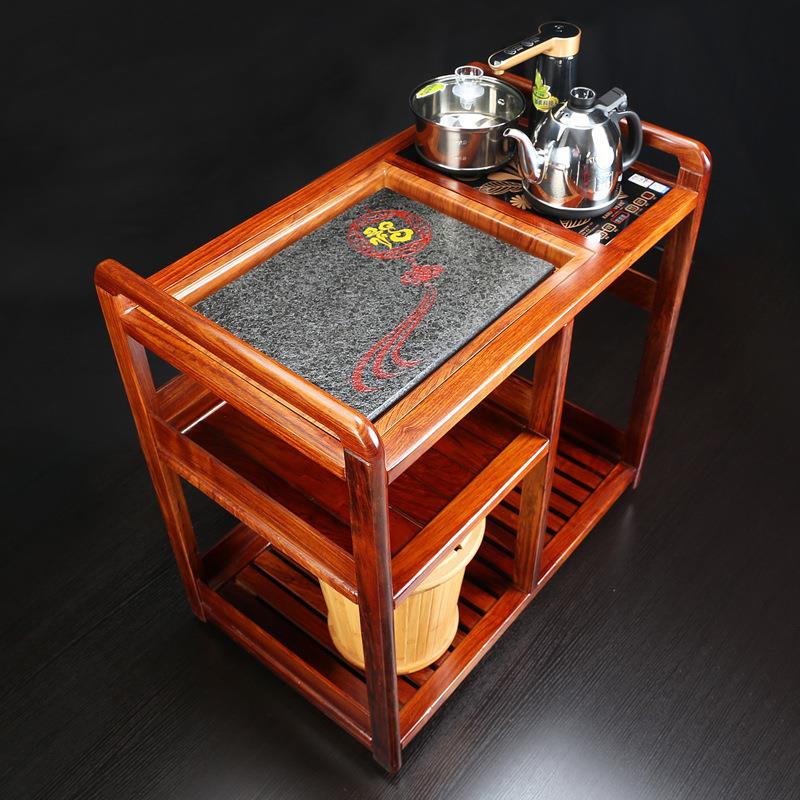 花梨木茶车乌金石实木可移动带轮茶台水柜茶盘桌整套茶具套装