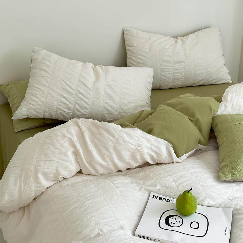禁欲系皱皱纱全棉四件套纯棉褶皱感床单被套床笠简约纯色床上用品,床上用品,床品套件/四件套/多件套,淘宝优惠券,粉丝福利购,淘宝优惠卷