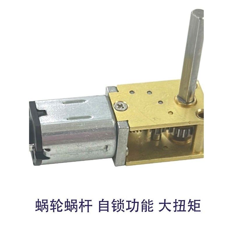 1218-N20微型直流减速电机蜗轮蜗杆自锁双轴加长轴3V6C12V大扭矩*