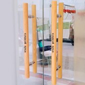 玻璃门把手定制有无框实木质中式 广告标识字推拉双开玻璃门把拉手